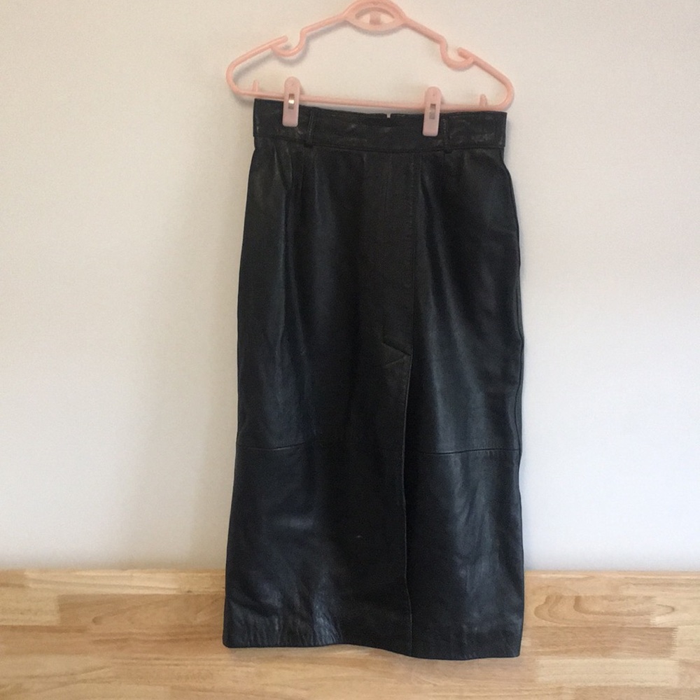 Cute midi leather skirt